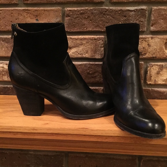 Size 6.5 Black Leather/Suede Frye Booties - Picture 3 of 5